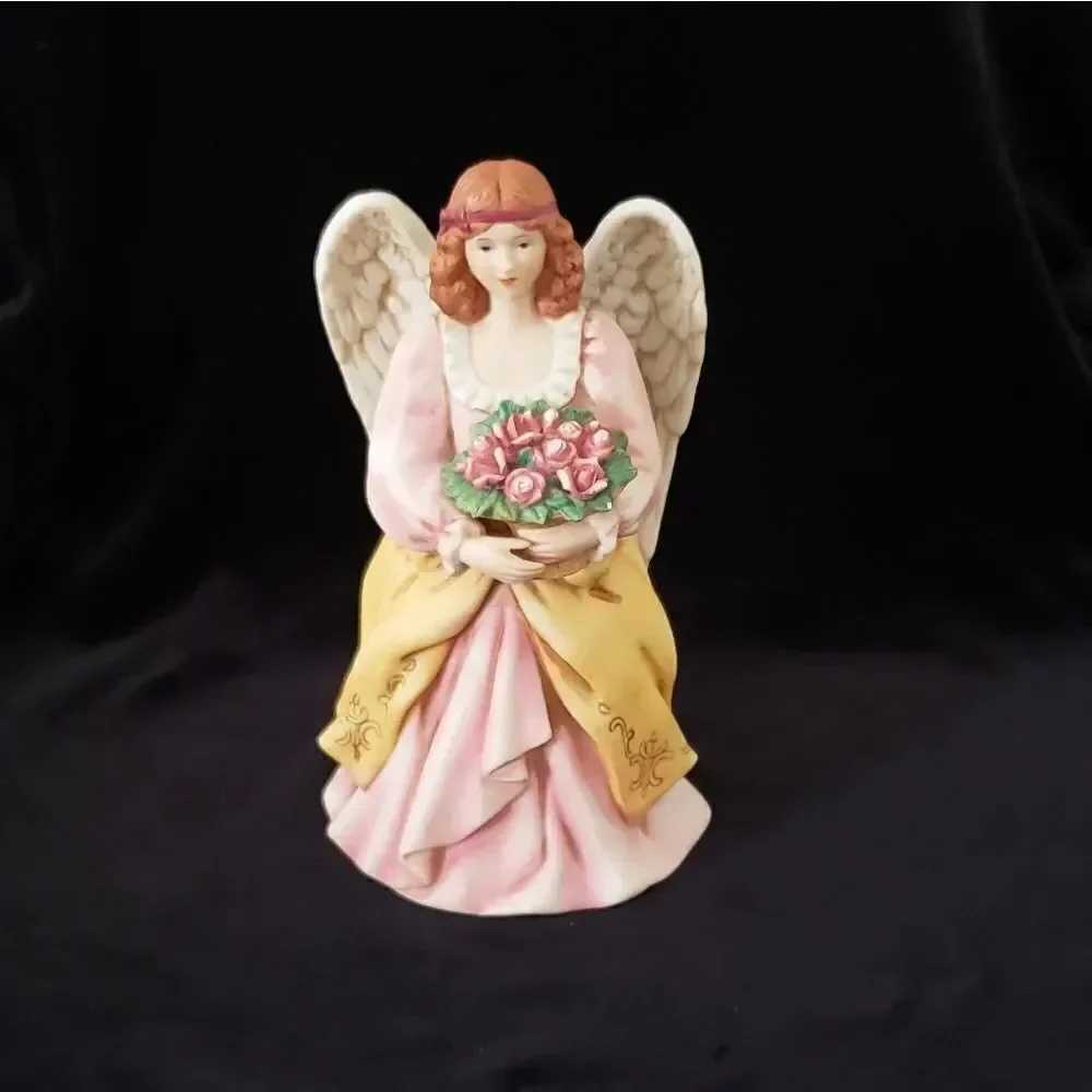 Homco Porcelain Angel with Basket of Roses #8806